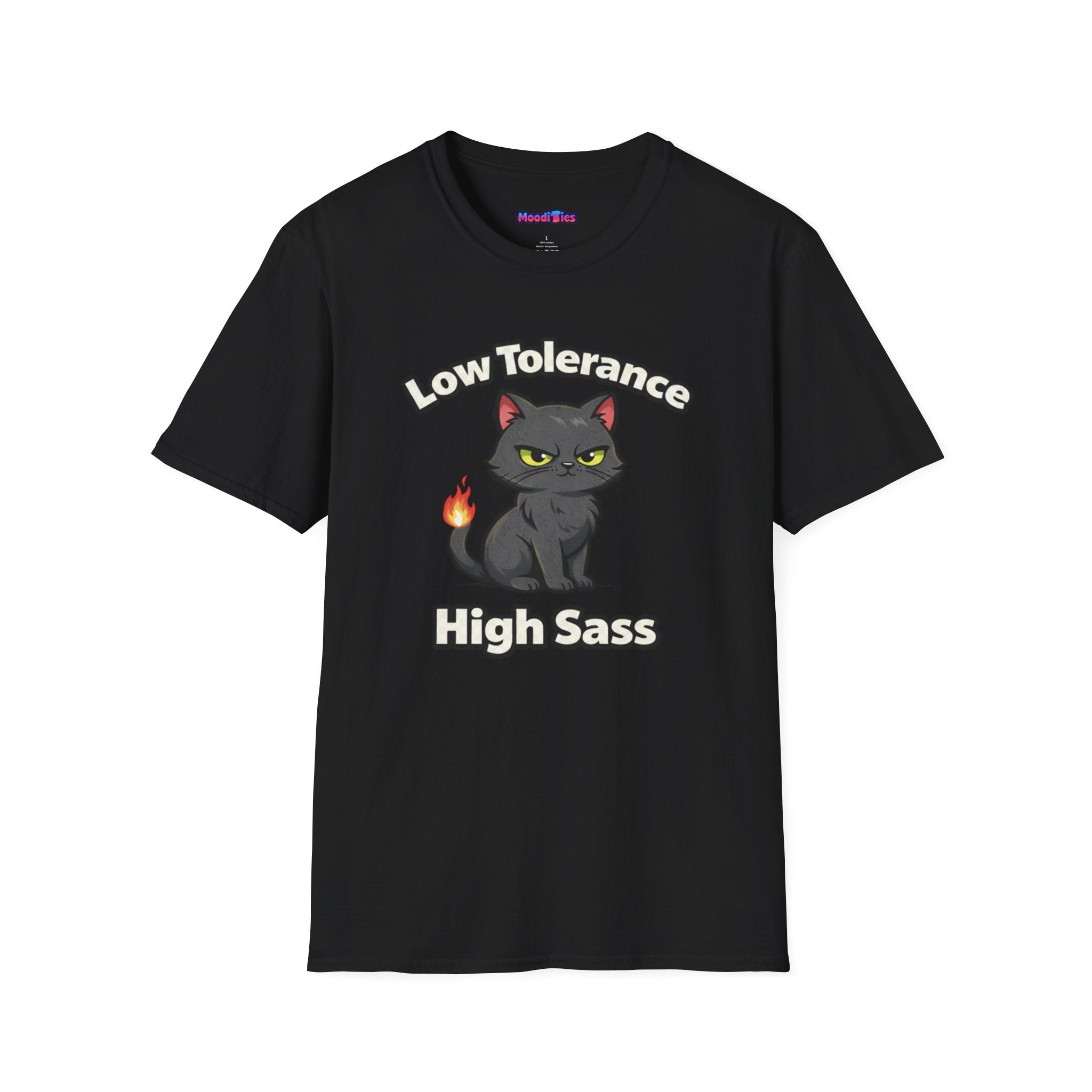 "Low Tolerance, High Sass" Black Cat T-Shirt
