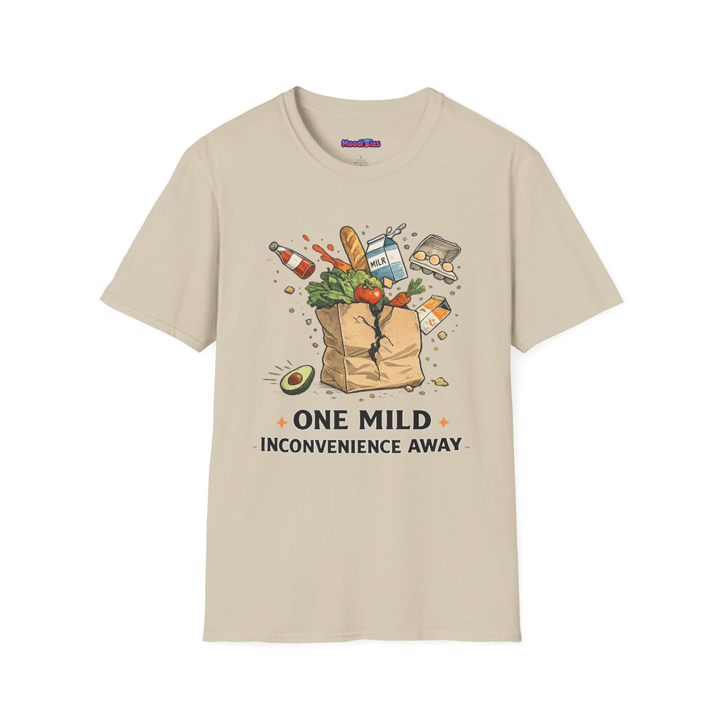 "One Mild Inconvenience Away" Exploding Grocery Bag T-Shirt