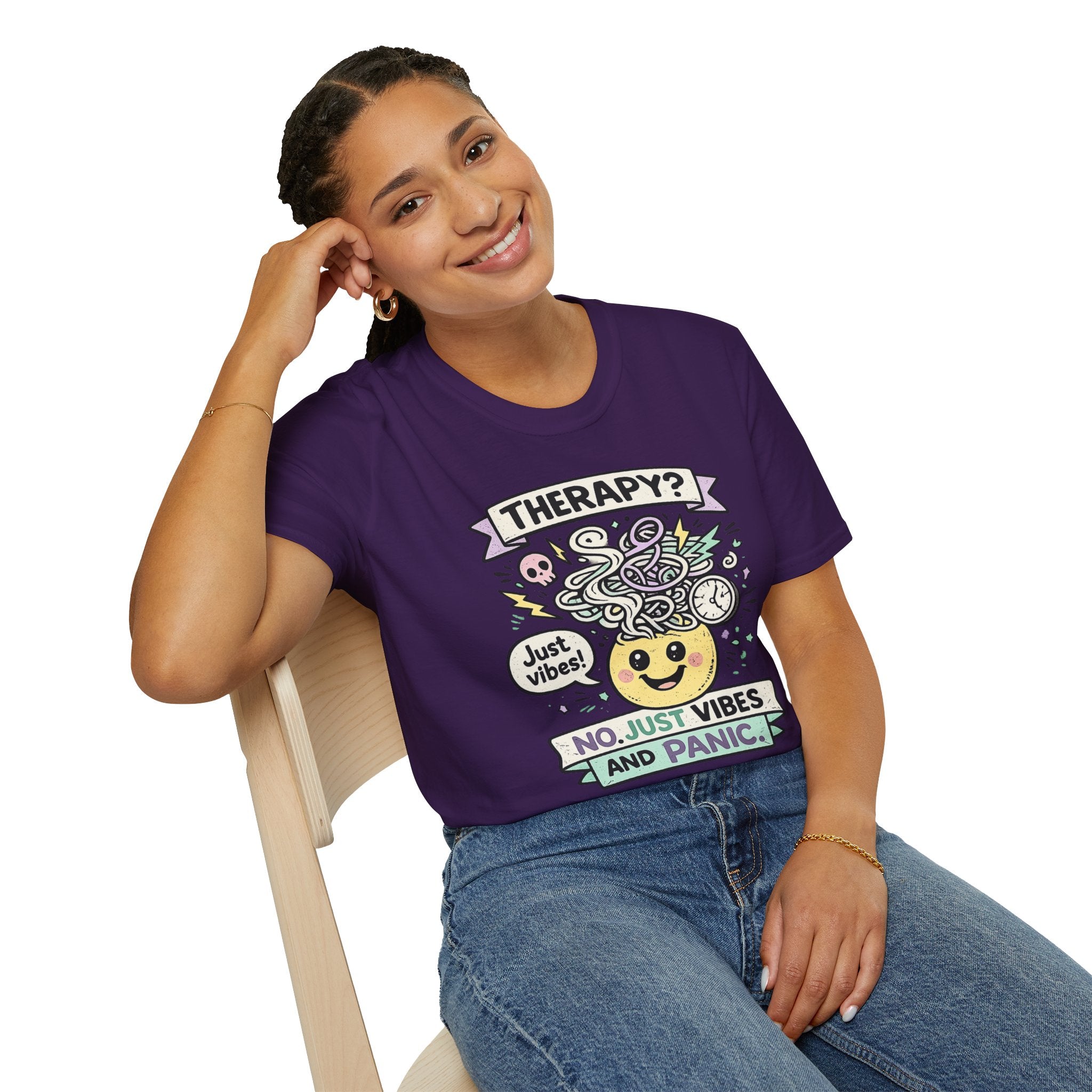 "Therapy? No. Just Vibes and Panic" T-Shirt