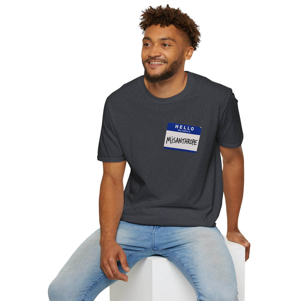 "Hello My Name Is Misanthrope" Name Tag T-Shirt — Funny Introvert Graphic Tee