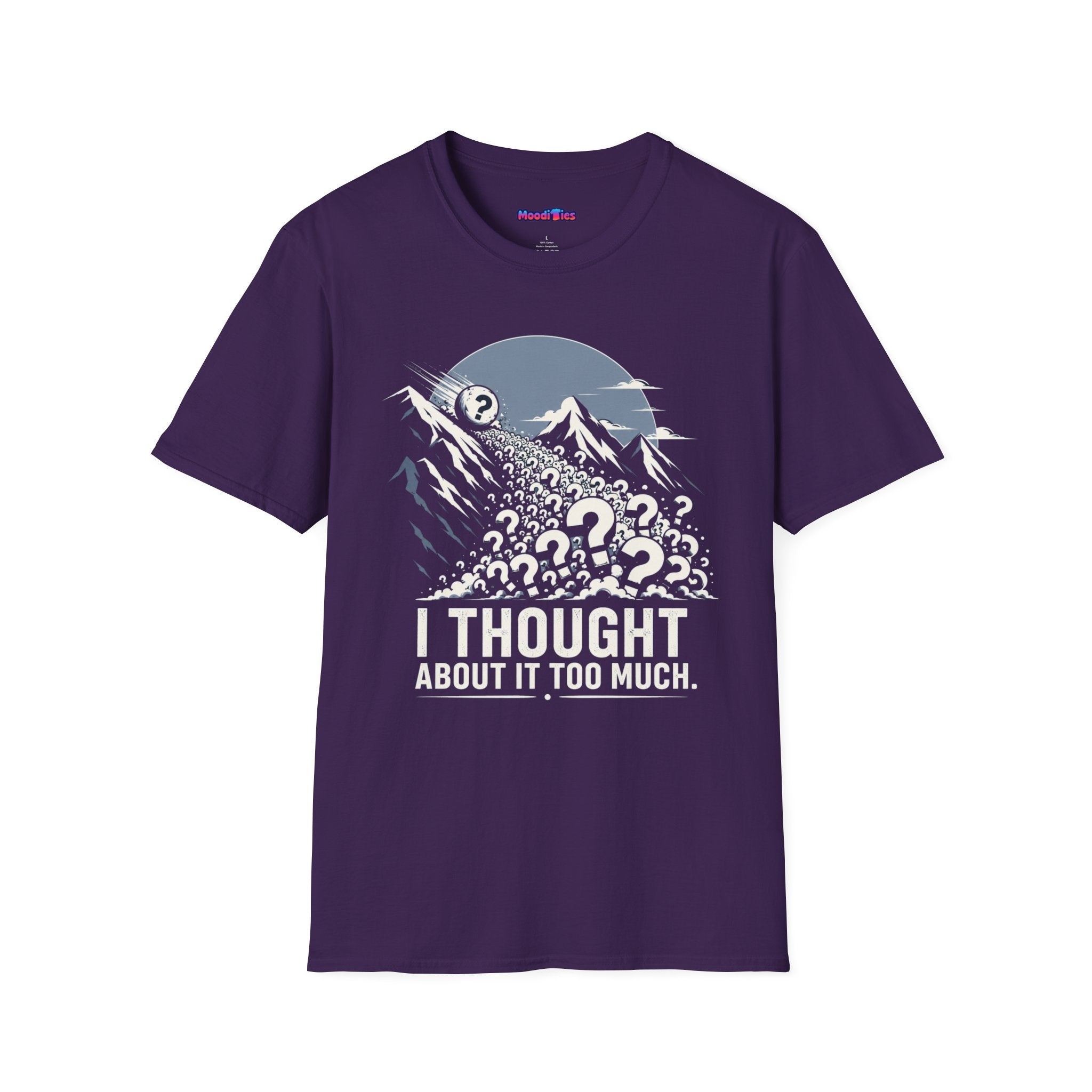 "I Thought About It Too Much" Question Mark Avalanche T-Shirt — Mountains Graphic Tee