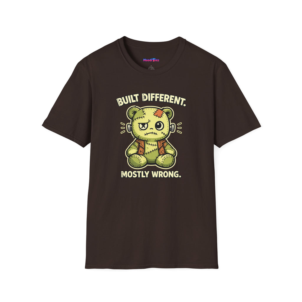 "Built Different, Mostly Wrong" Patchwork Teddy T-Shirt