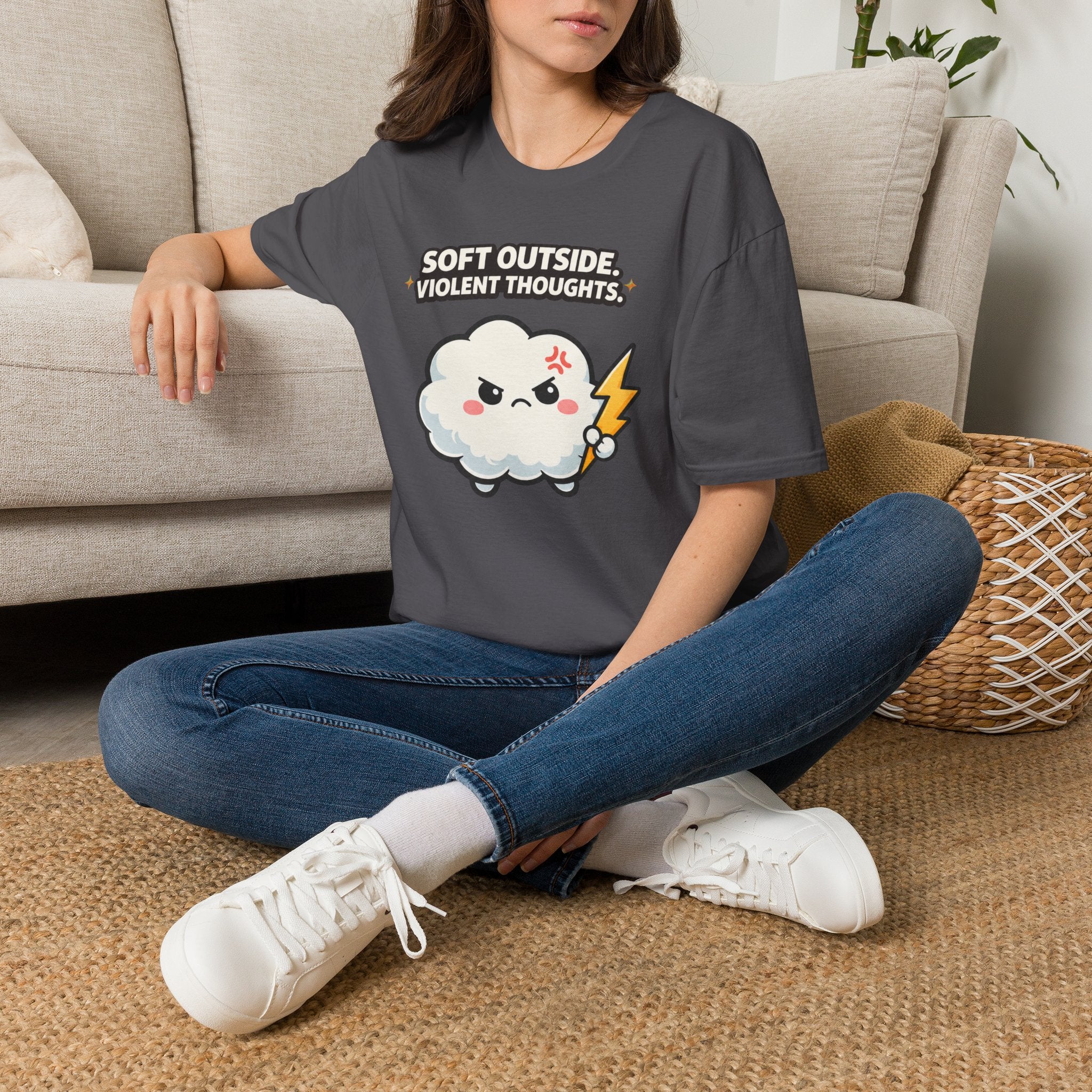 "Soft Outside. Violent Thoughts" Angry Cloud T-Shirt