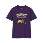 "Emotionally Available (For Dogs Only)" Dog Chasing Ball T-Shirt