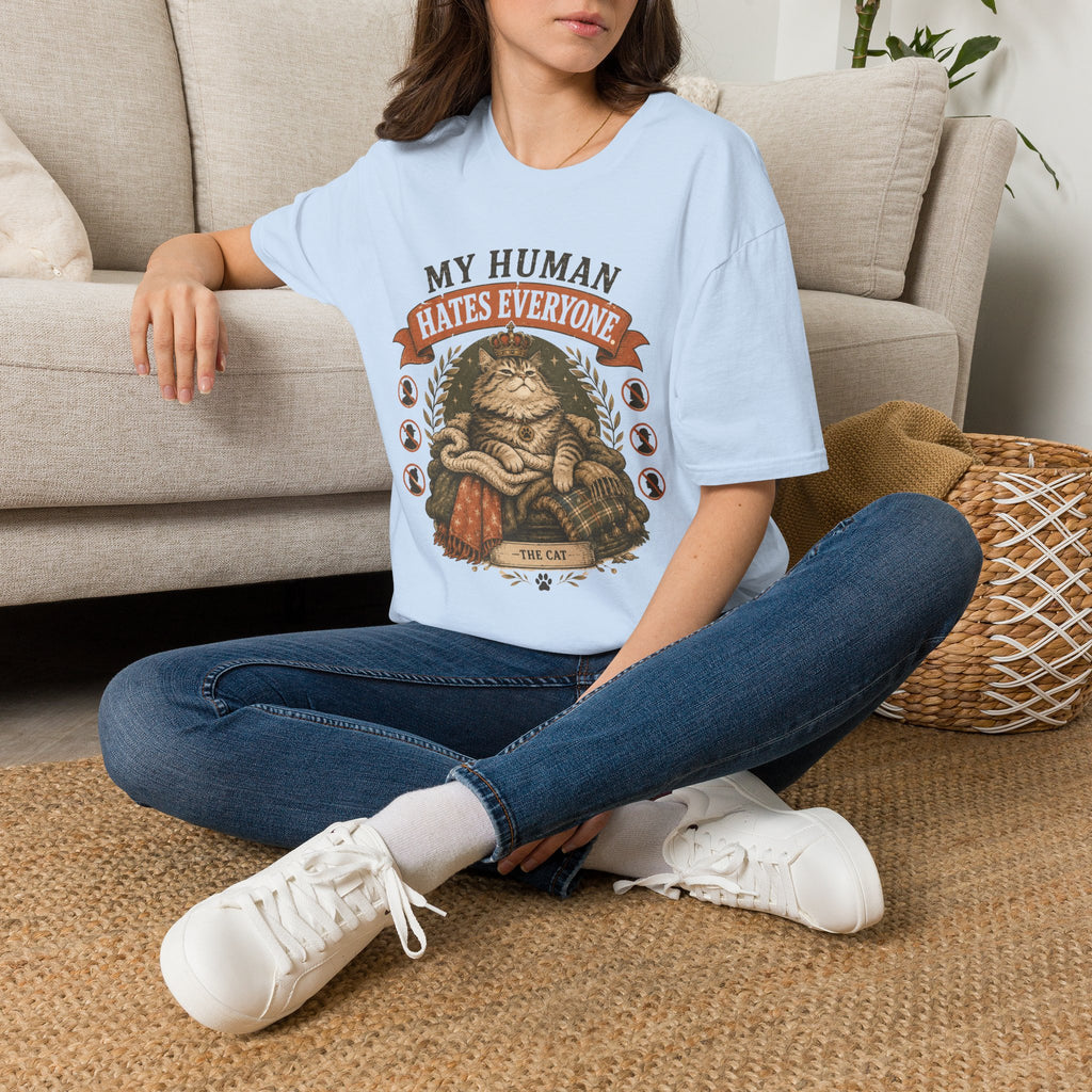 "My Human Hates Everyone." Smug Fat Cat T-Shirt