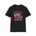 "Overstimulated & Armed with Sarcasm" Raccoon with Coffee T-Shirt