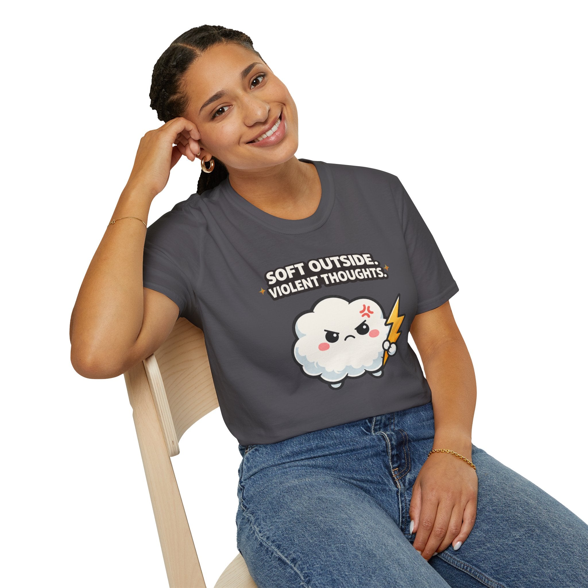 "Soft Outside. Violent Thoughts" Angry Cloud T-Shirt