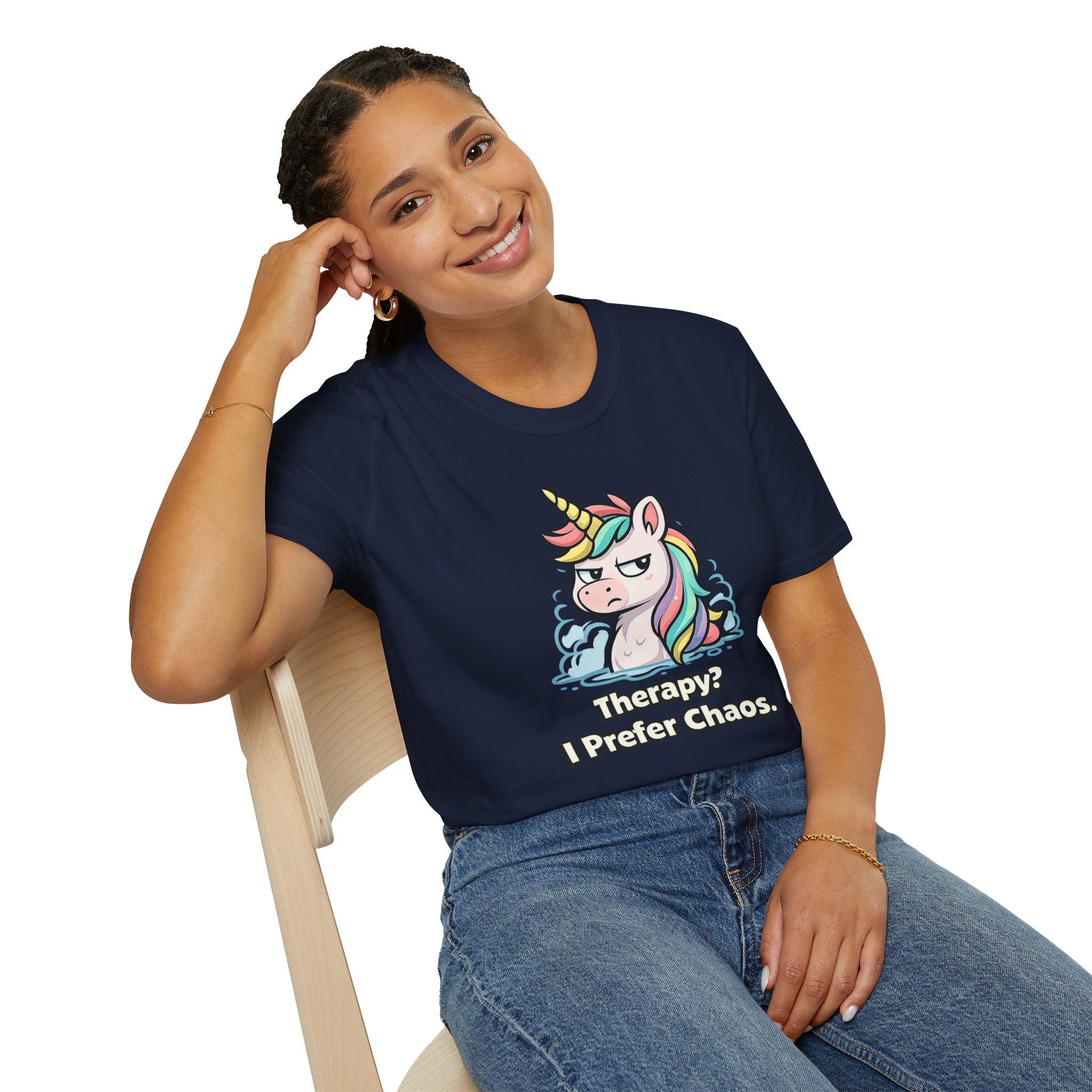 "Therapy? I Prefer Chaos." Unicorn T-Shirt