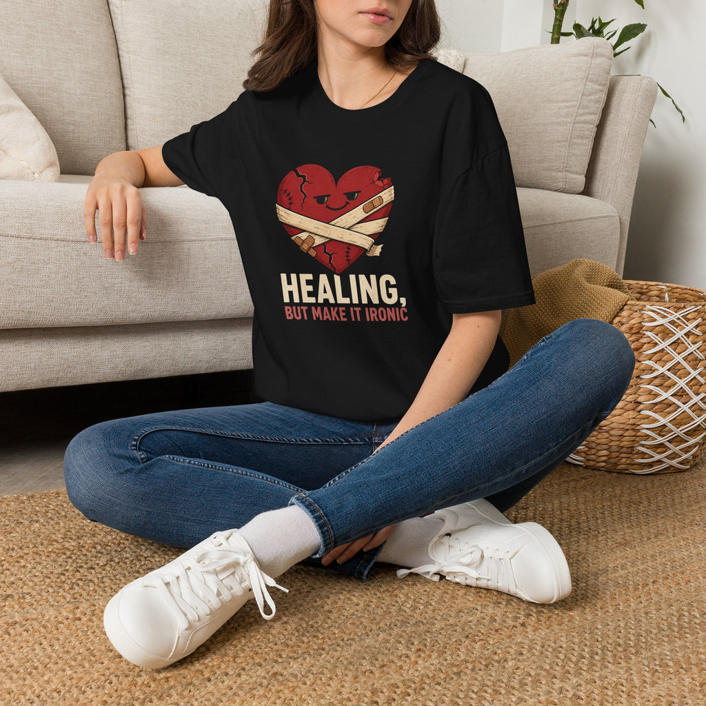 "Healing, But Make It Ironic" Bandaged Heart T-Shirt