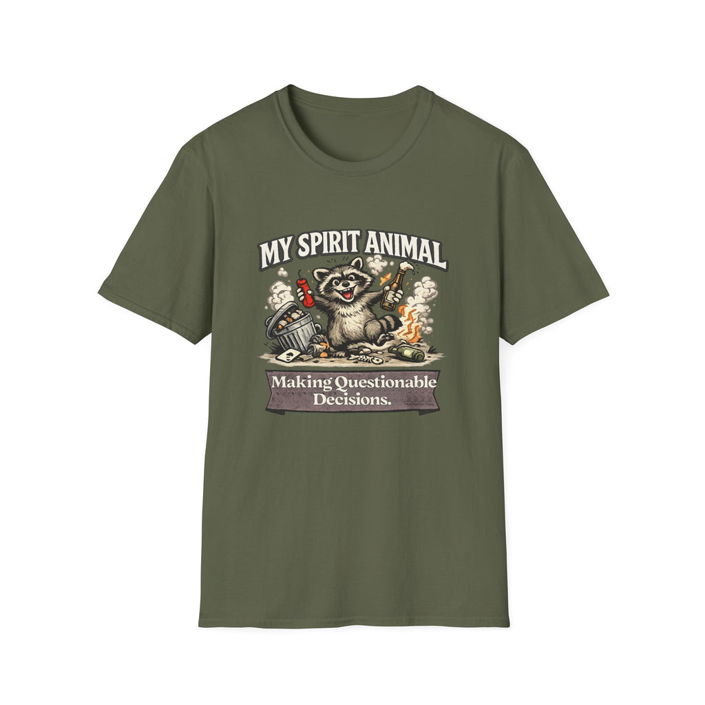 "My Spirit Animal: Raccoon (Making Questionable Decisions)" T-Shirt