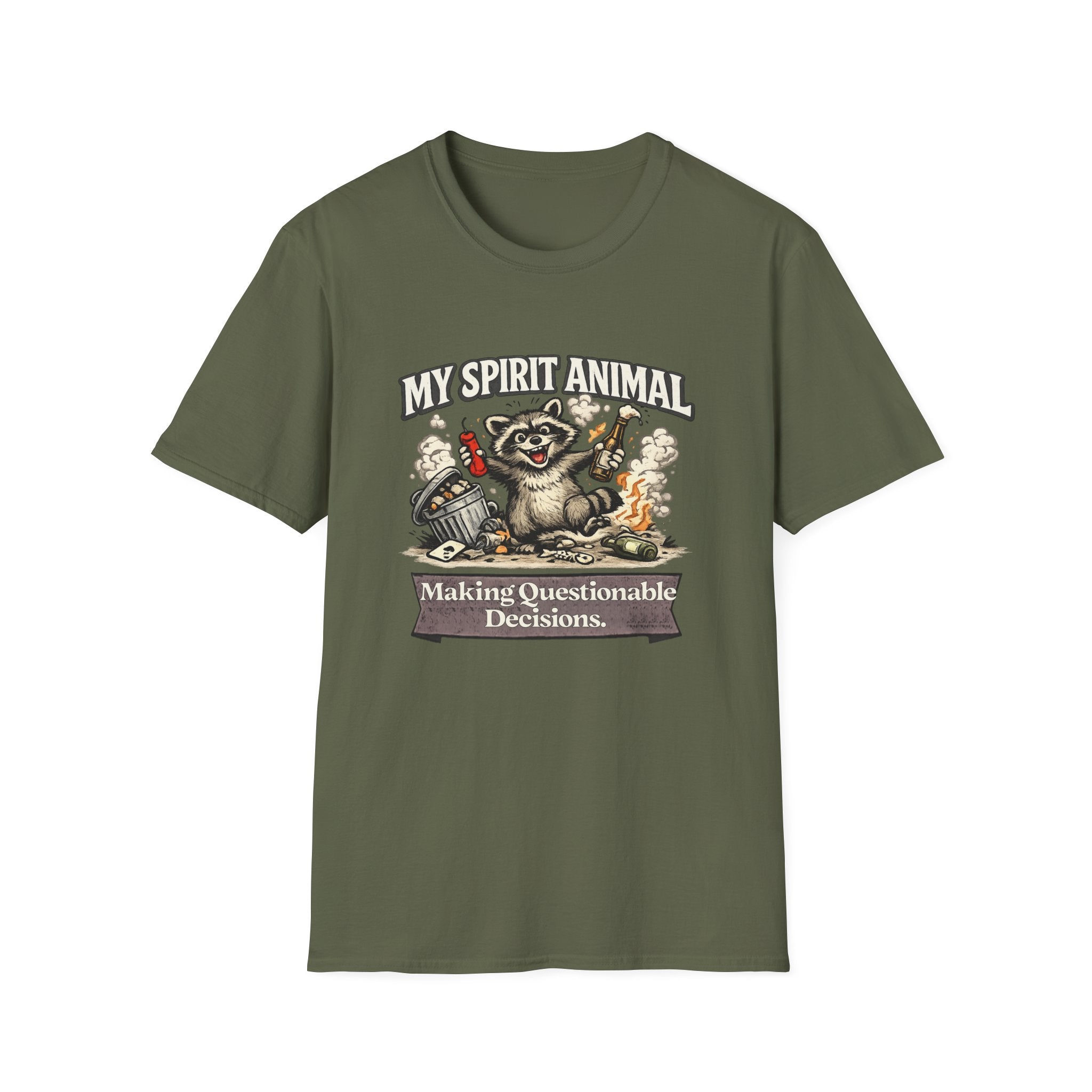 "My Spirit Animal: Raccoon (Making Questionable Decisions)" T-Shirt