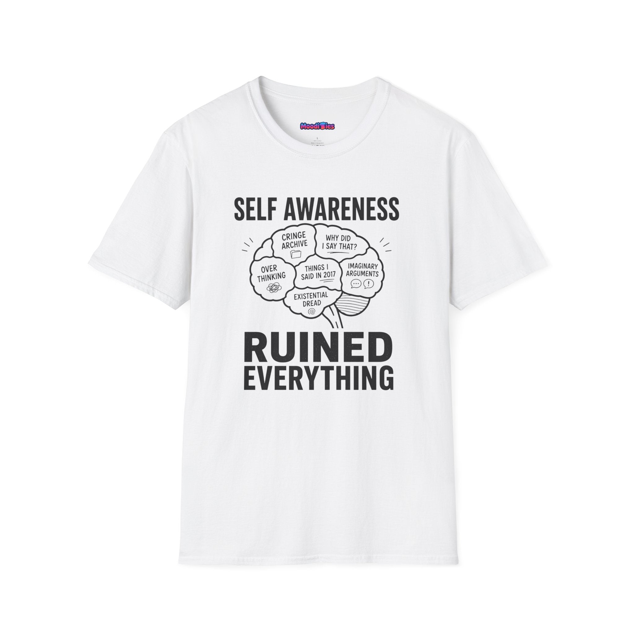 "Self-Awareness Ruined Everything" Brain Map T-Shirt