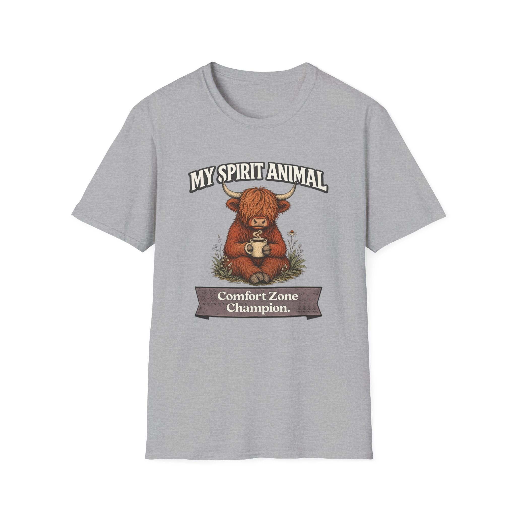 "My Spirit Animal: Highland Cow (Comfort Zone Champion)" T-Shirt