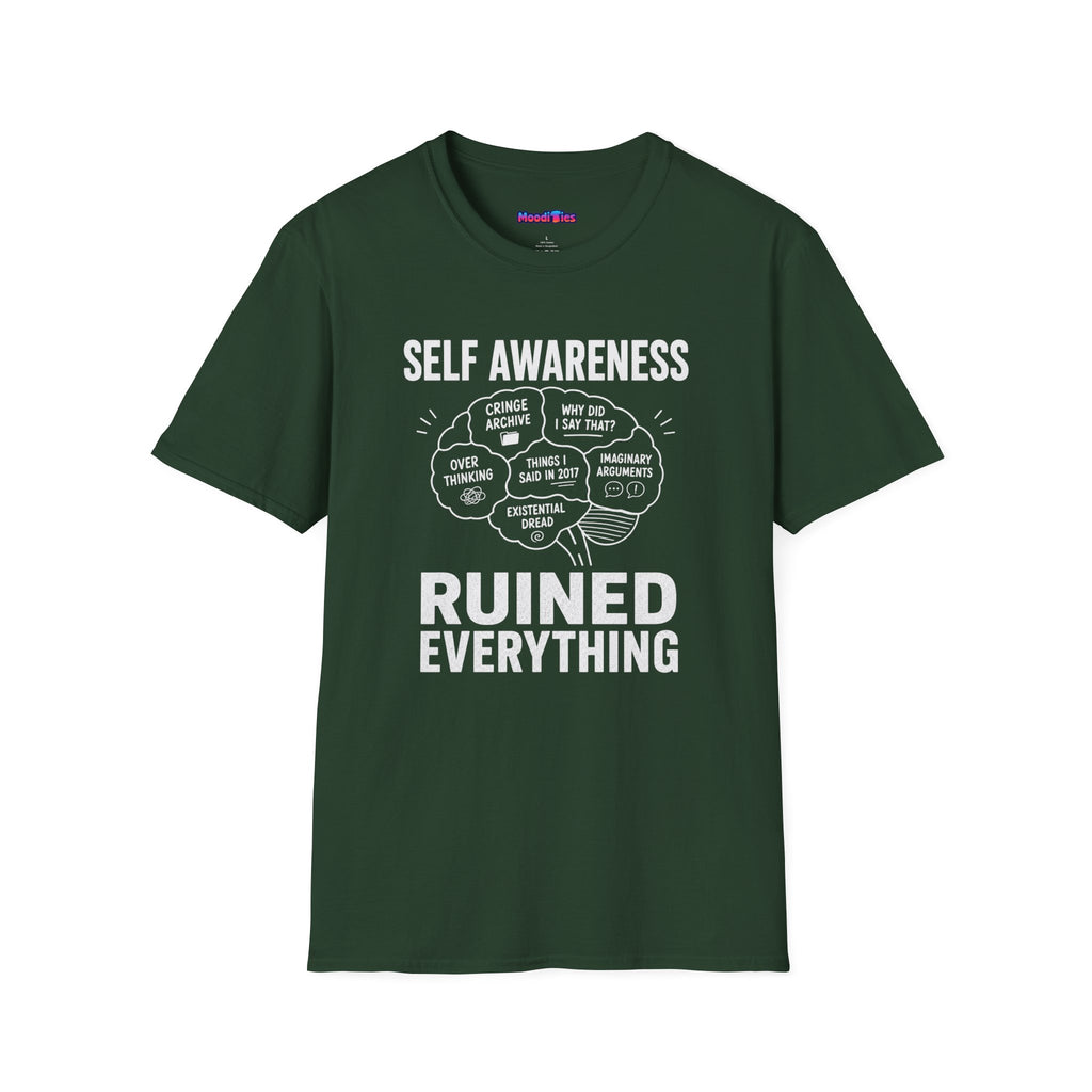 "Self-Awareness Ruined Everything" Brain Map T-Shirt