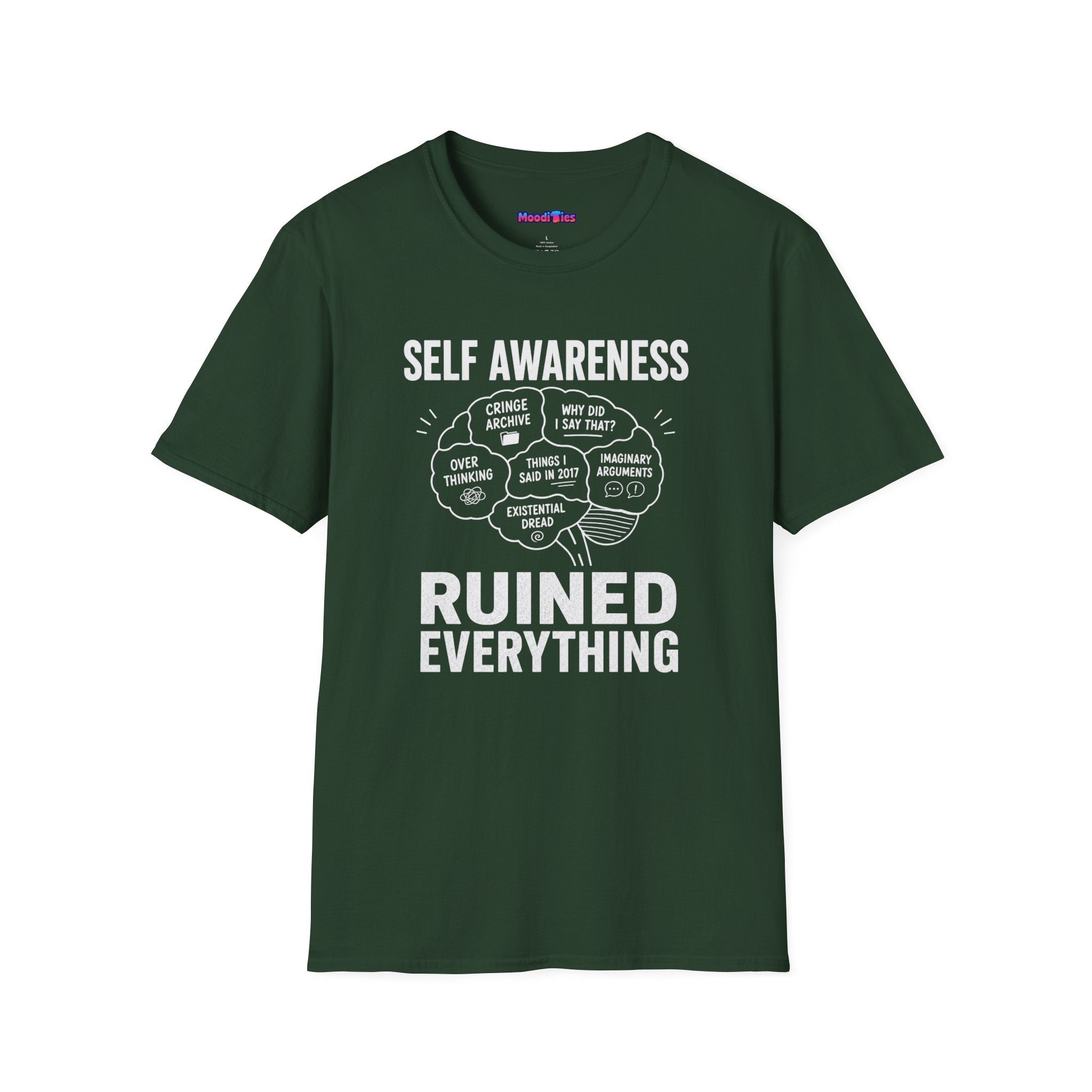 "Self-Awareness Ruined Everything" Brain Map T-Shirt