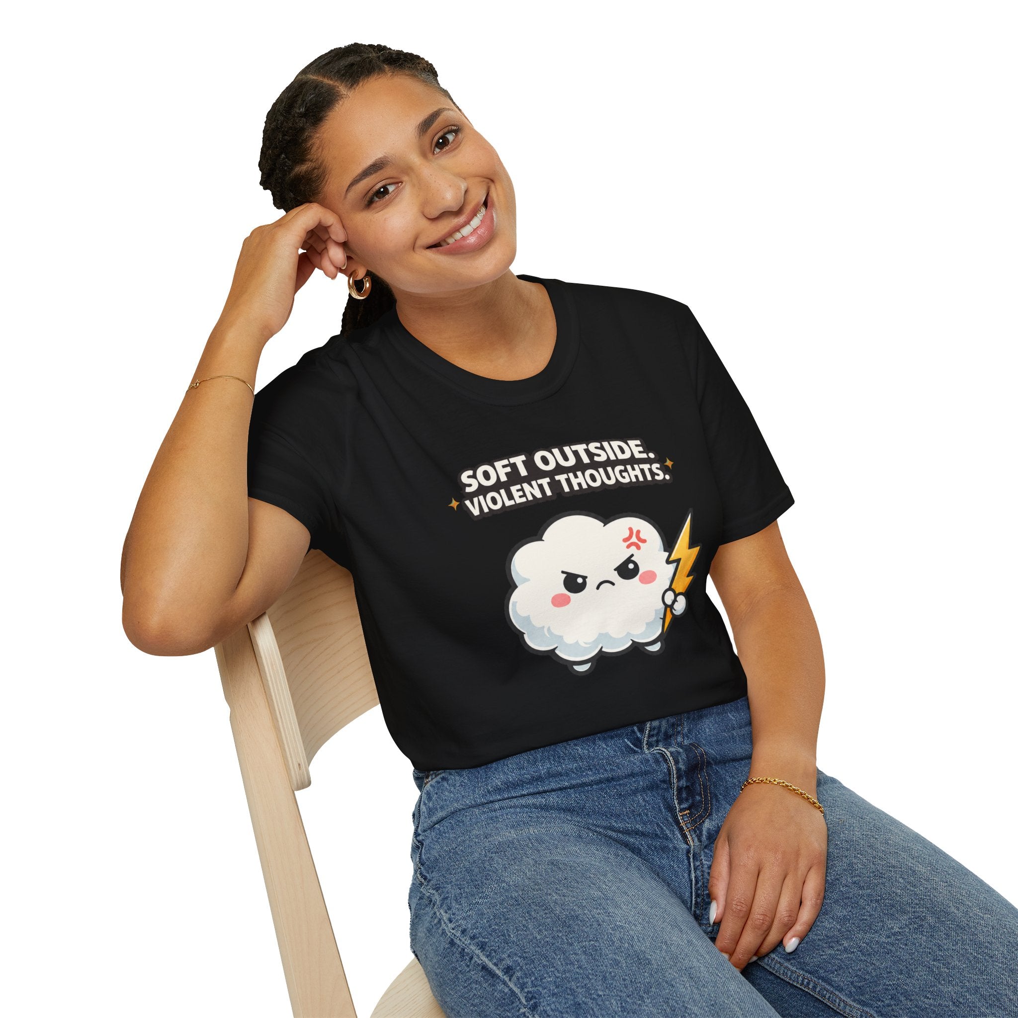 "Soft Outside. Violent Thoughts" Angry Cloud T-Shirt