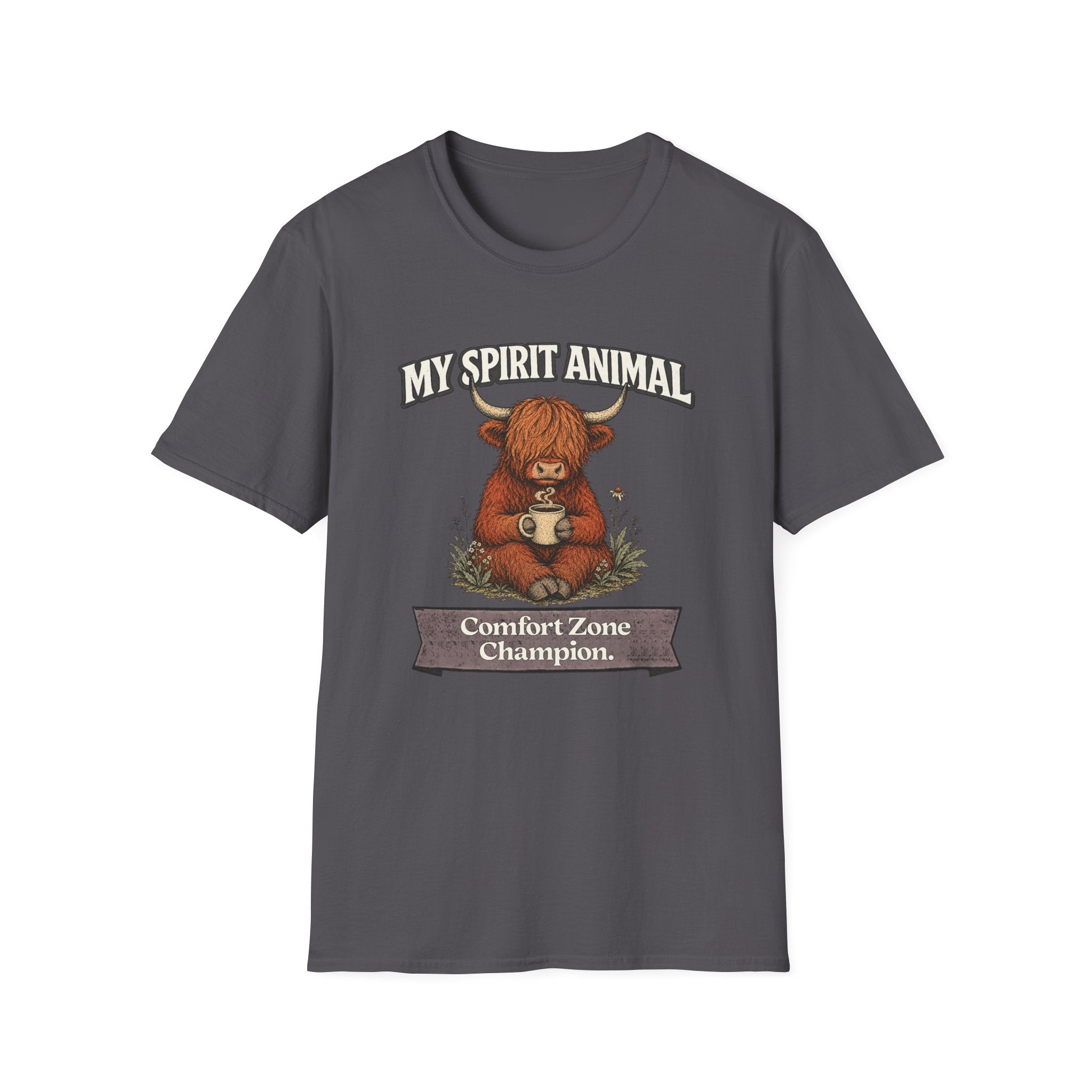 "My Spirit Animal: Highland Cow (Comfort Zone Champion)" T-Shirt