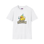 Text "Duck Fepression" featuring unhappy cartoon rubber ducky wearing a party hat and blowing a party horn.