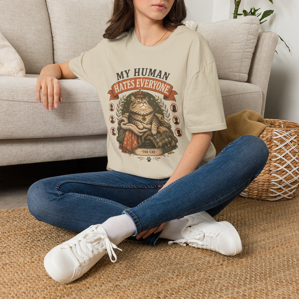 "My Human Hates Everyone." Smug Fat Cat T-Shirt