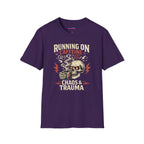 "Running on Caffeine, Chaos & Trauma" Skull Coffee T-Shirt