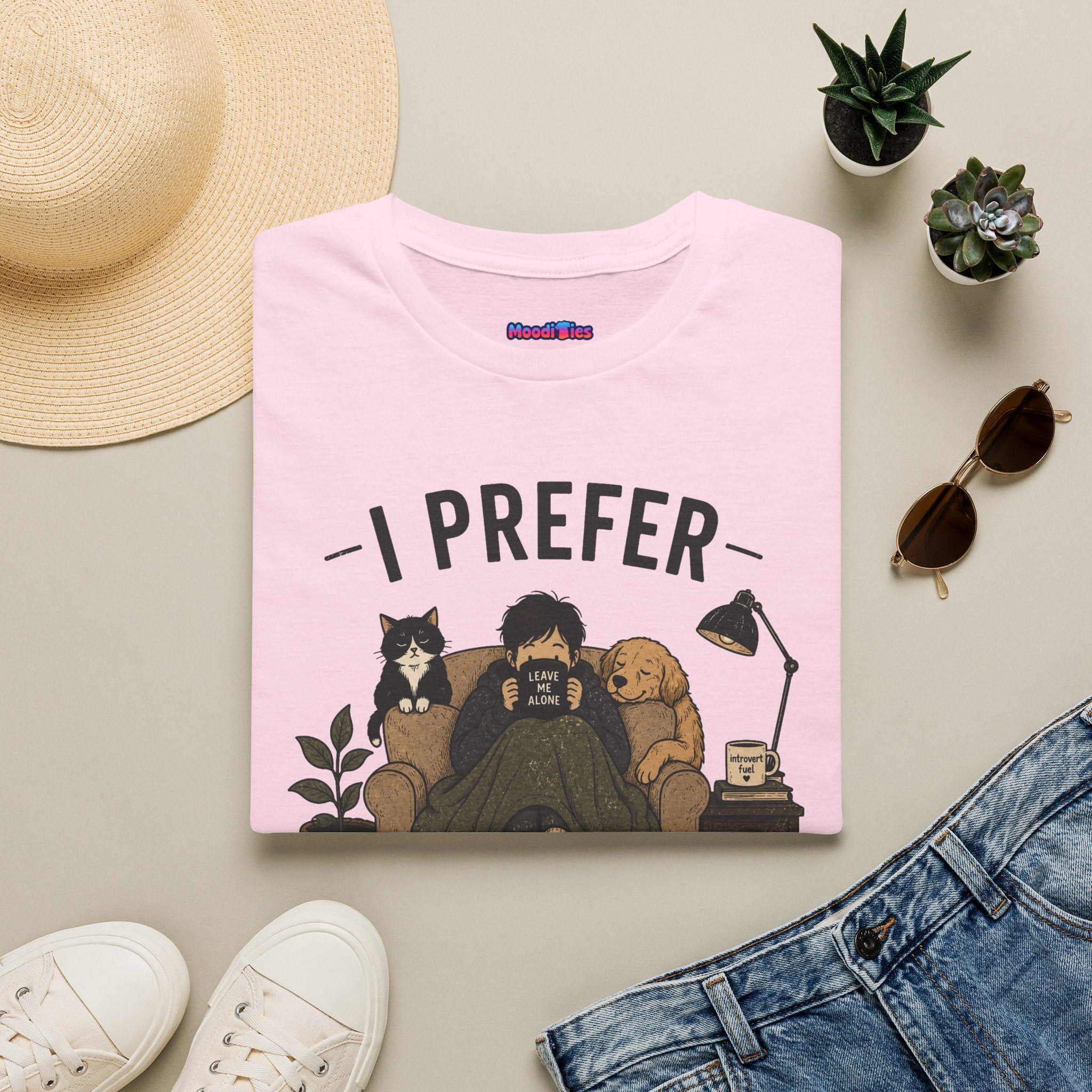 "I Prefer Animals. They Don't Ask Questions." Cozy at Home with Pets T-Shirt