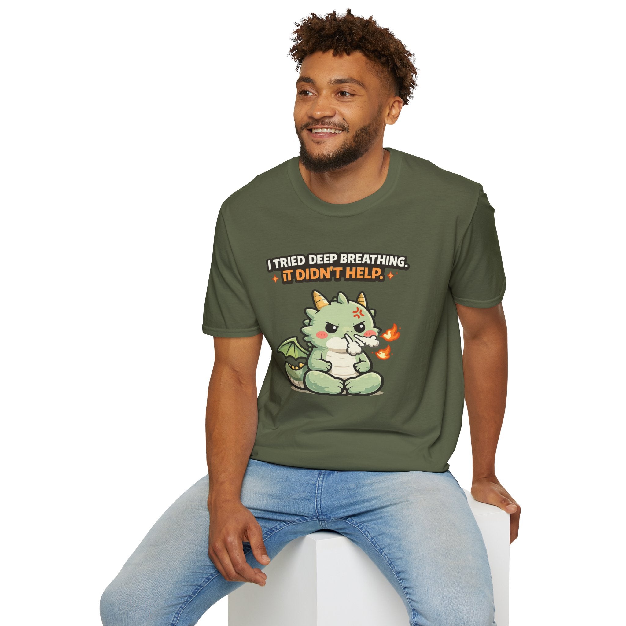 "I Tried Deep Breathing" Snorting Baby Dragon T‑Shirt