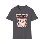 "Don't Worry, I Bite." Fanged Kawaii Kitty T-Shirt