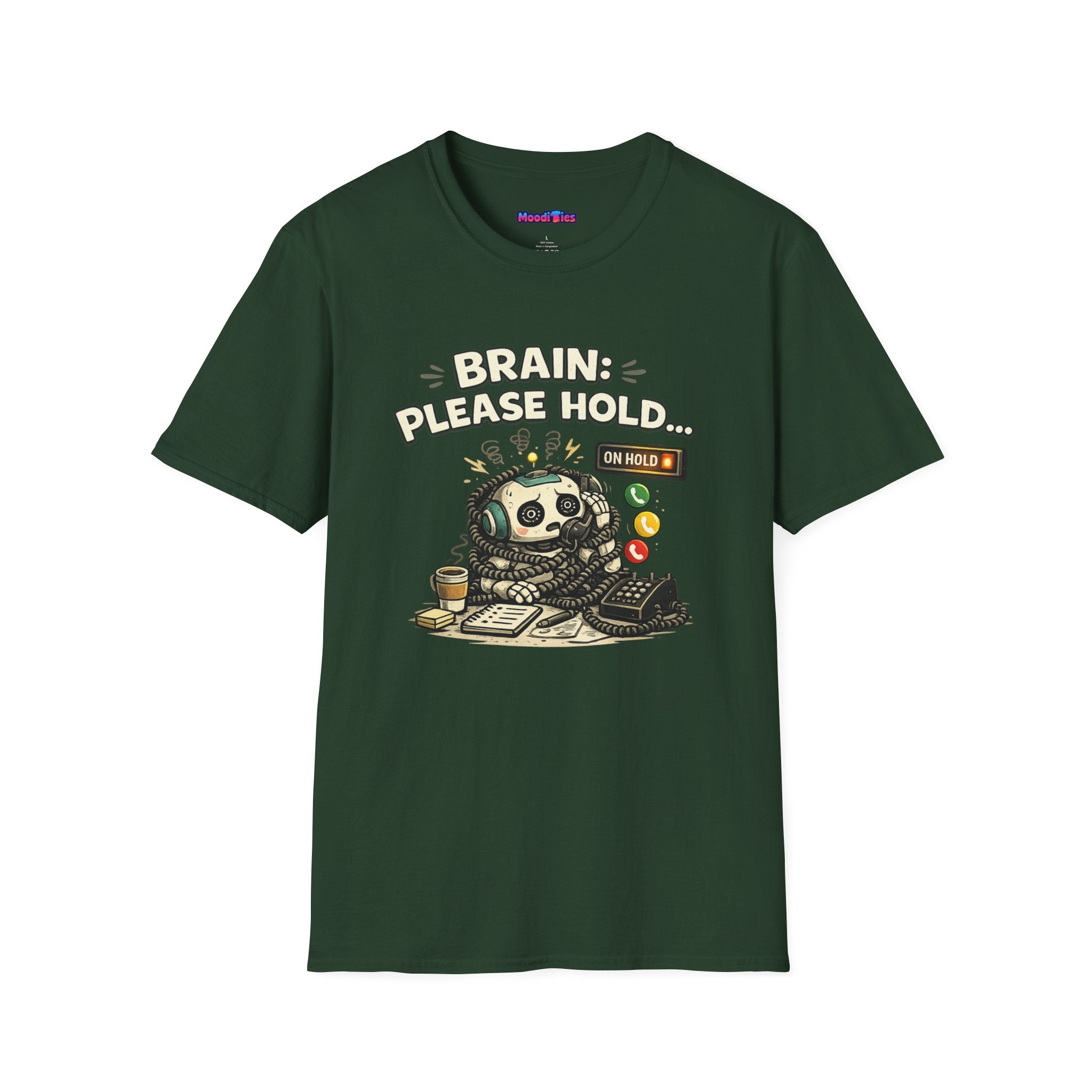 "Brain: Please Hold" Robot T-Shirt