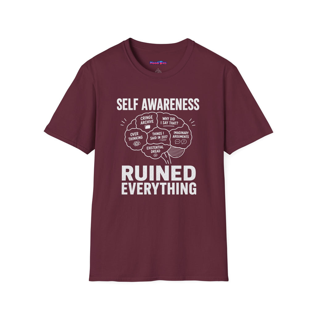 "Self-Awareness Ruined Everything" Brain Map T-Shirt