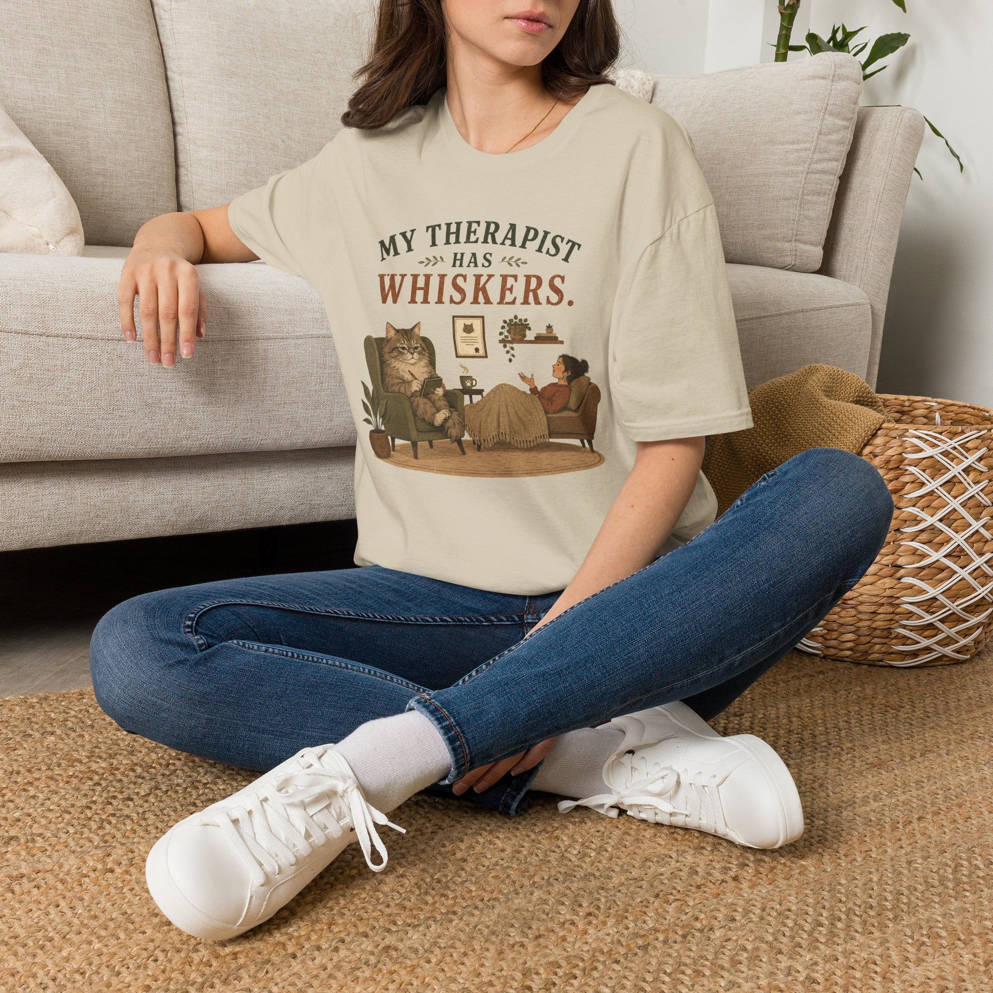 "My Therapist Has Whiskers." Therapy Cat T-Shirt