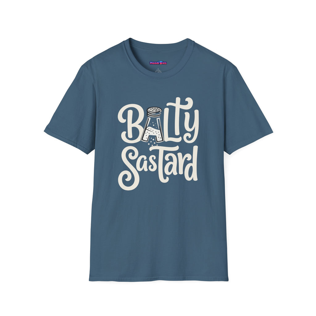 Text "Balty Sastard" in a sassy font with an A-shaped salt shaker in the place of the A in Balty.