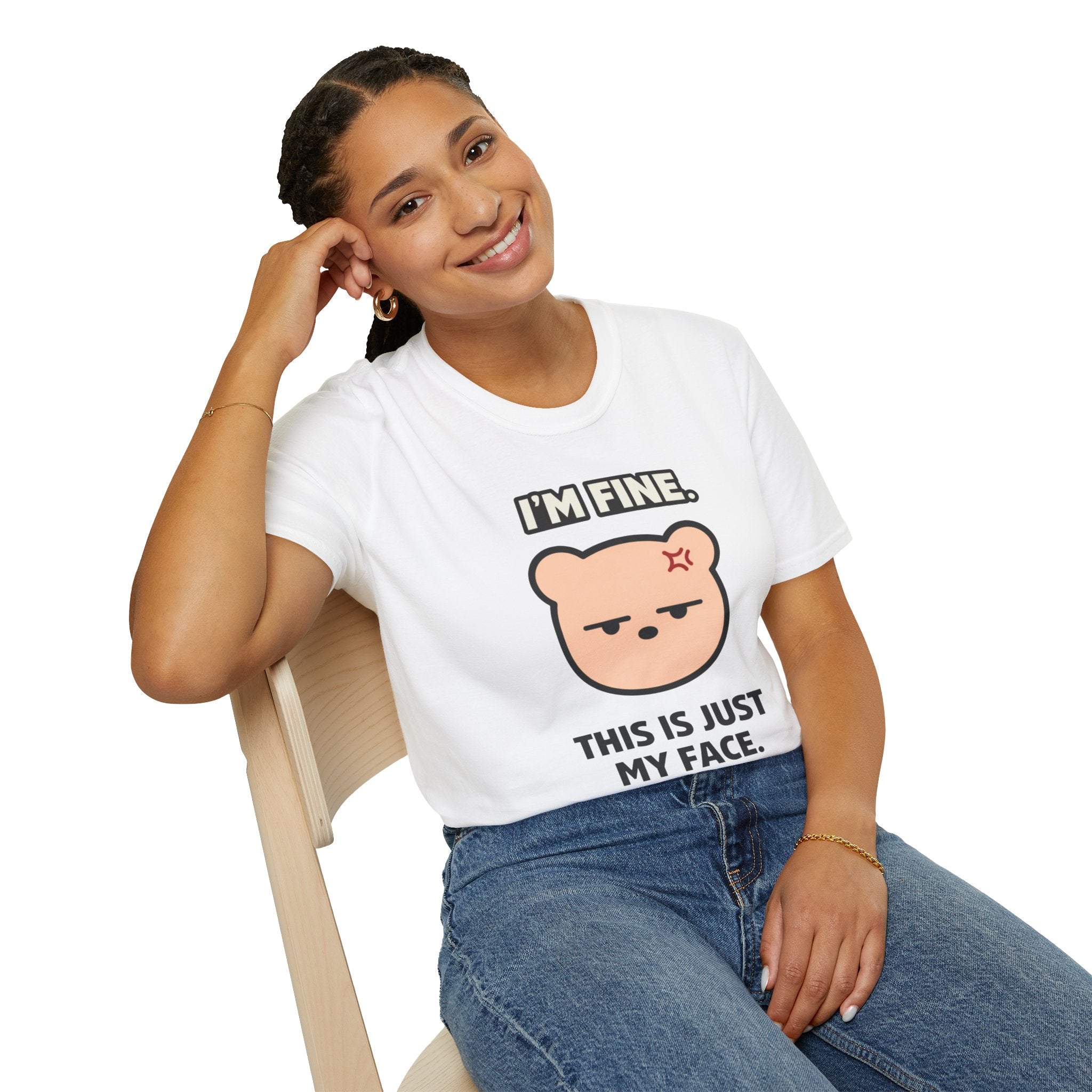 "I'm Fine. This Is Just My Face." Deadpan Bear T‑Shirt