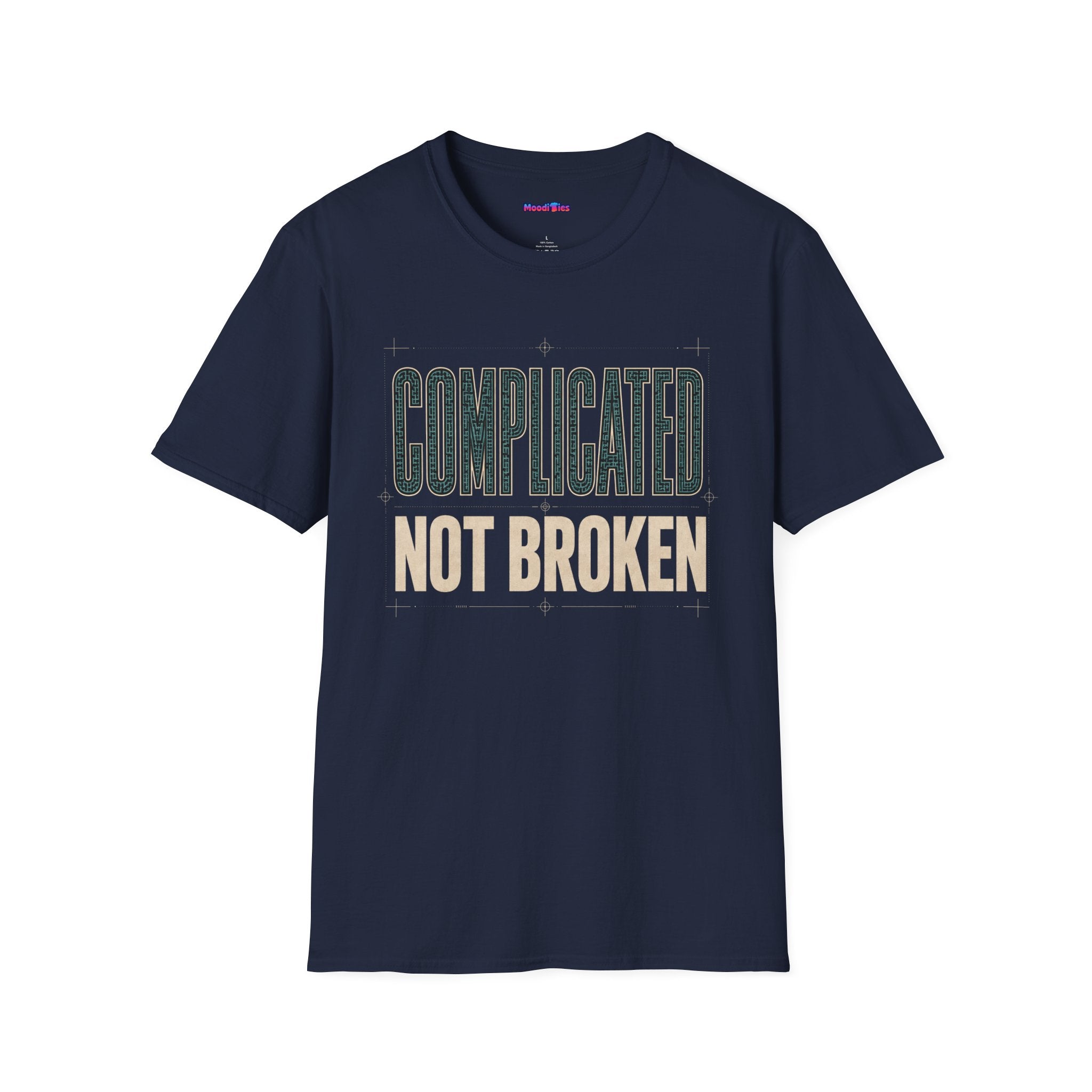 "Complicated, Not Broken" Maze Letters T‑Shirt