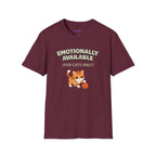 "Emotionally Available (For Cats Only)" Cat Playing with Yarn T-Shirt