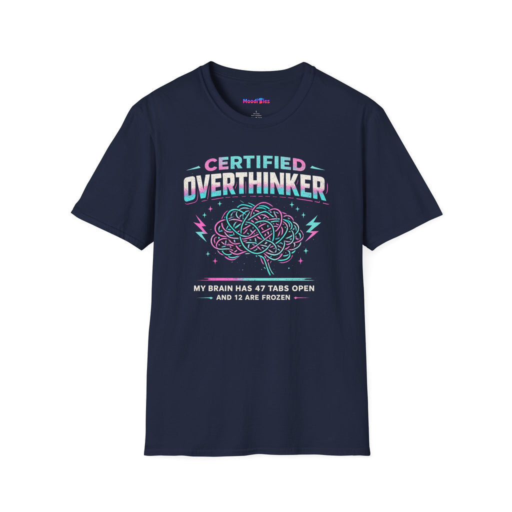 "Certified Overthinker" Retro Brain Graphic T-Shirt