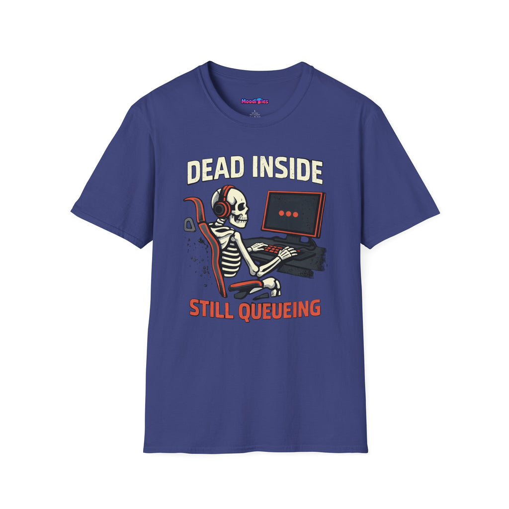 "Dead Inside, Still Queueing" Gaming Skeleton T-Shirt