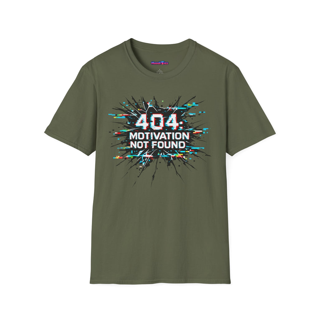 "404 Motivation Not Found" Glitch Gamer Humor T-Shirt