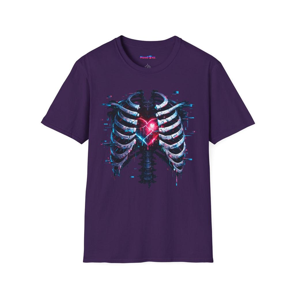 Ribcage Heart T-Shirt — Neon X-Ray Anatomical Heart Graphic Tee