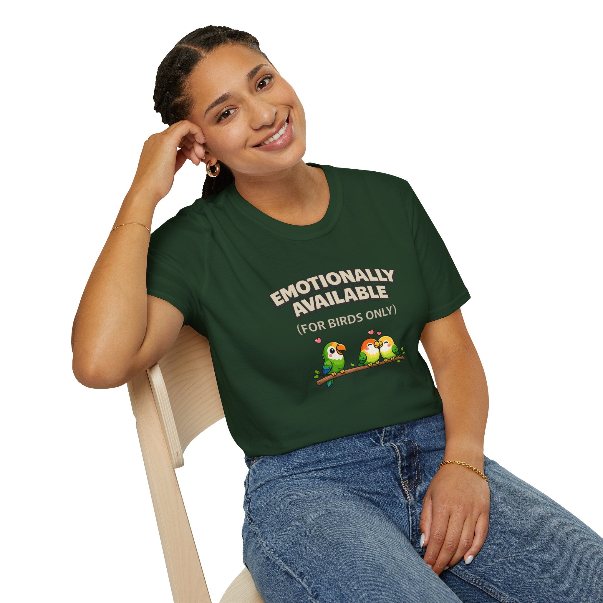 "Emotionally Available (For Birds Only)" Parrot and Love Birds T-Shirt