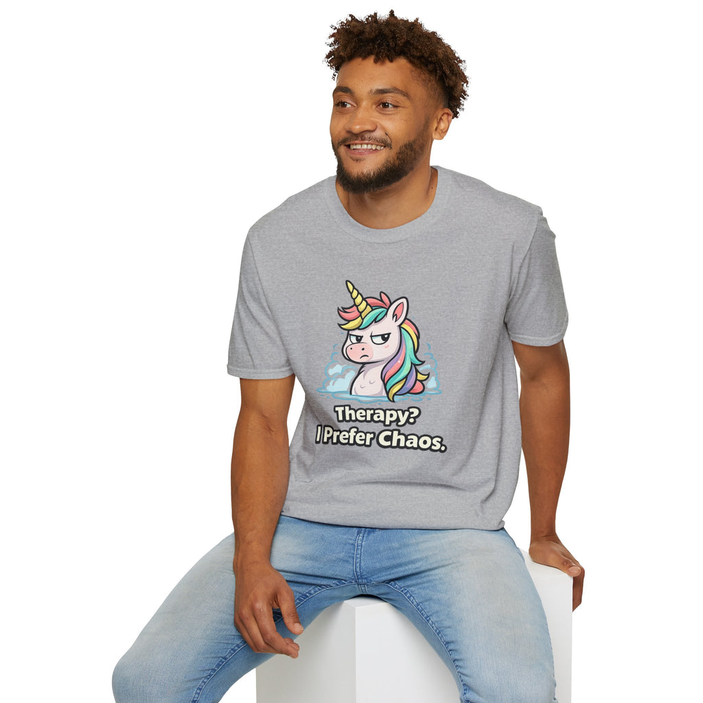 "Therapy? I Prefer Chaos." Unicorn T-Shirt