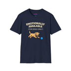 "Emotionally Available (For Dogs Only)" Dog Chasing Ball T-Shirt