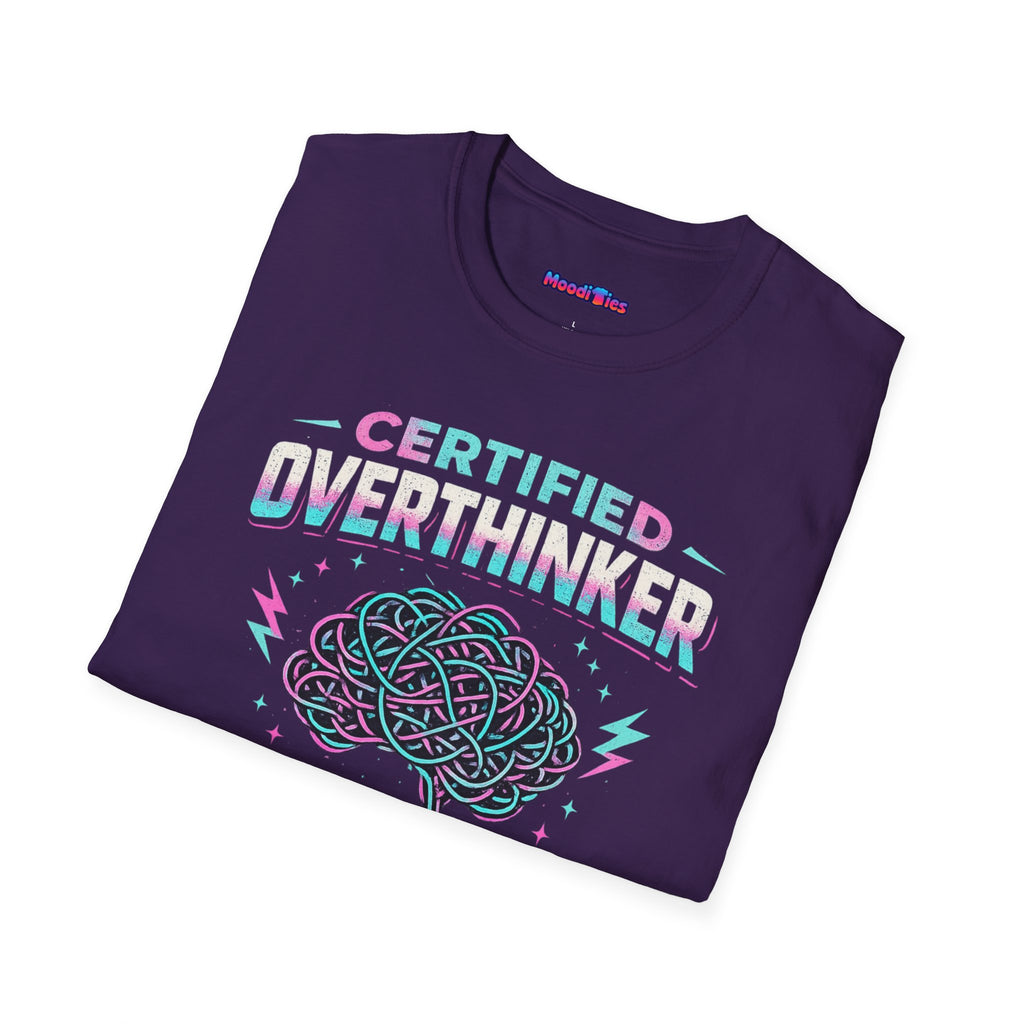 "Certified Overthinker" Retro Brain Graphic T-Shirt