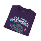 "Certified Overthinker" Retro Brain Graphic T-Shirt
