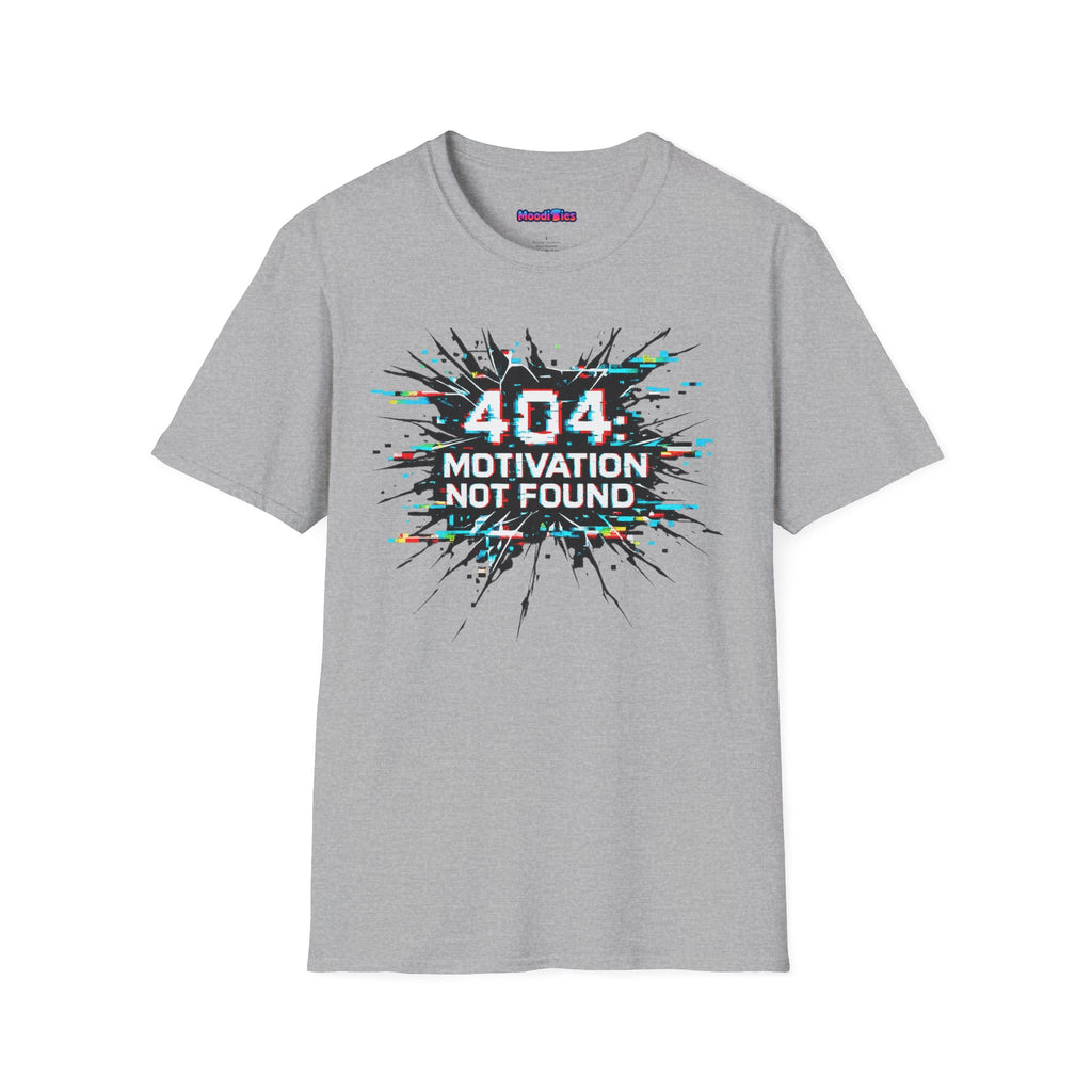 "404 Motivation Not Found" Glitch Gamer Humor T-Shirt