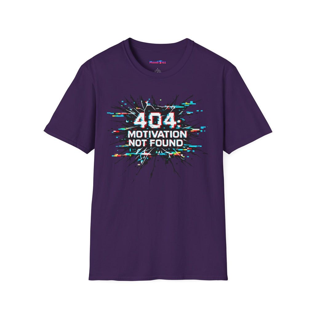 "404 Motivation Not Found" Glitch Gamer Humor T-Shirt