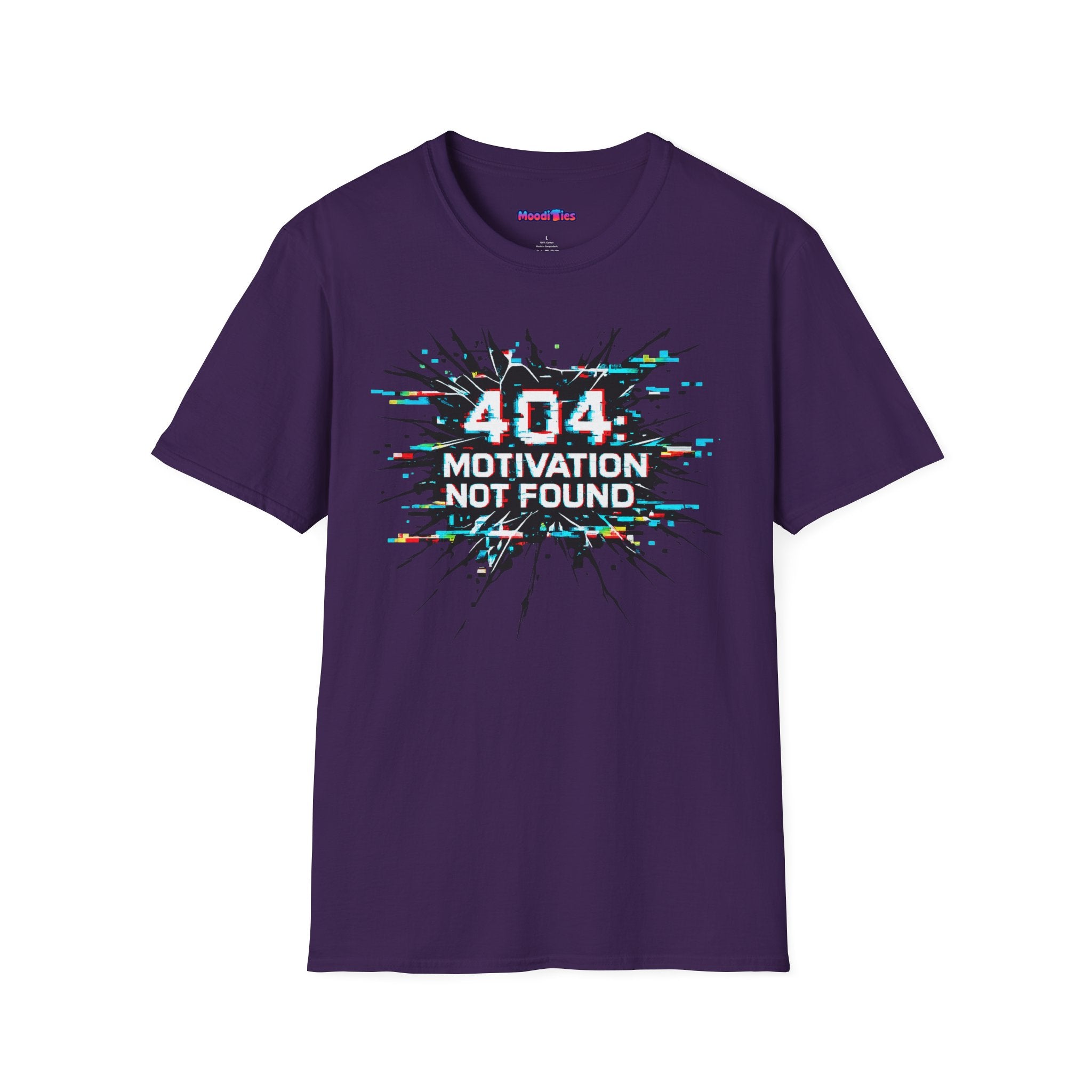 "404 Motivation Not Found" Glitch Gamer Humor T-Shirt