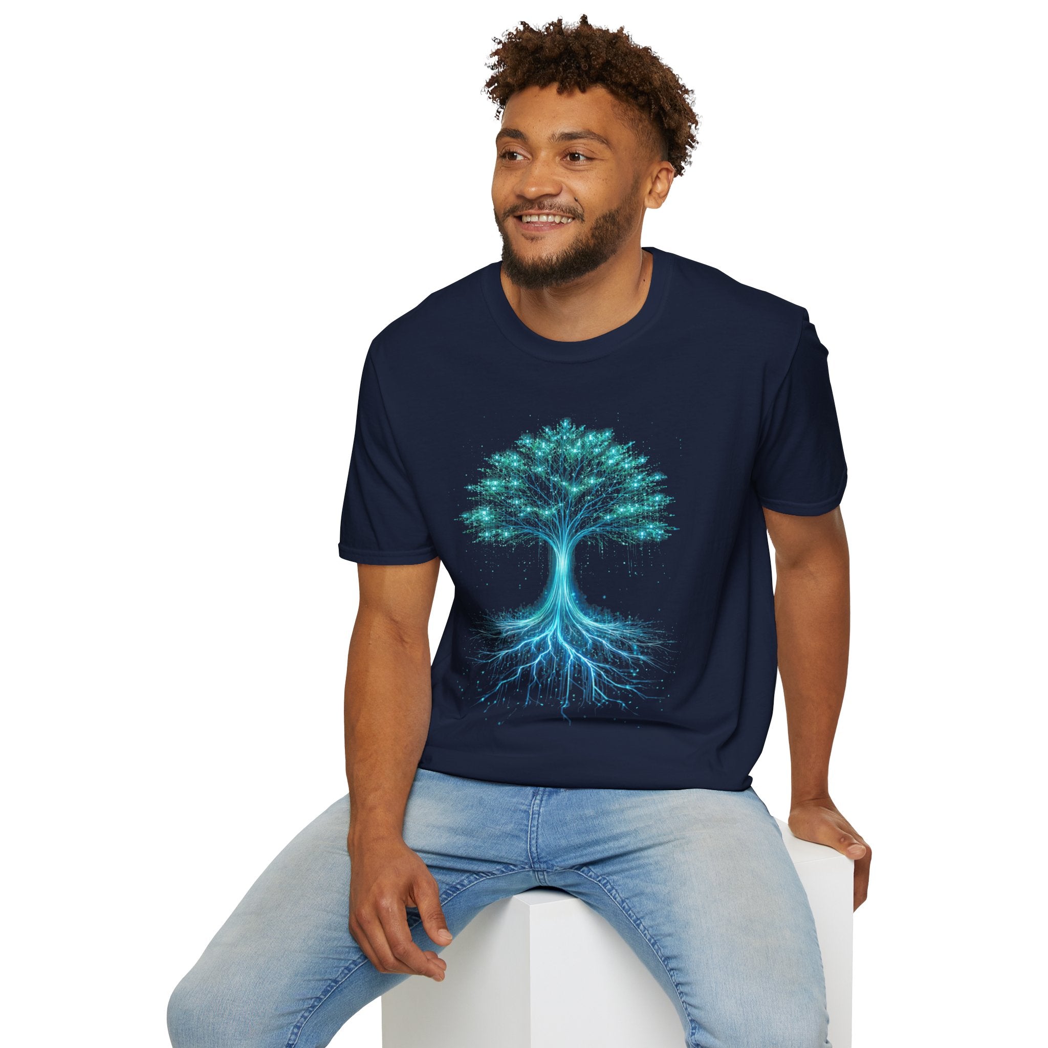 Digital Tree of Life (Blue) Graphic T-Shirt