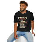 "Running on Caffeine, Chaos & Trauma" Skull Coffee T-Shirt