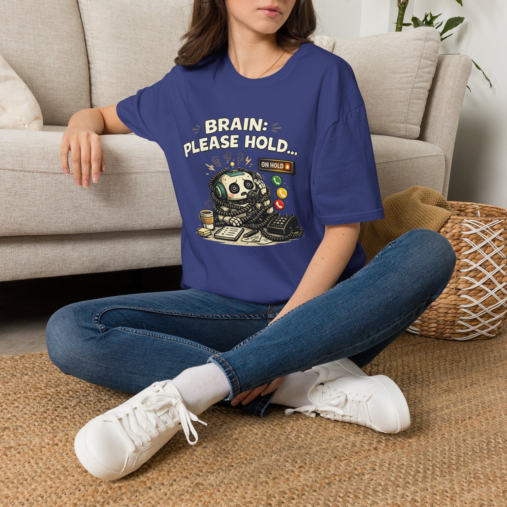 "Brain: Please Hold" Robot T-Shirt