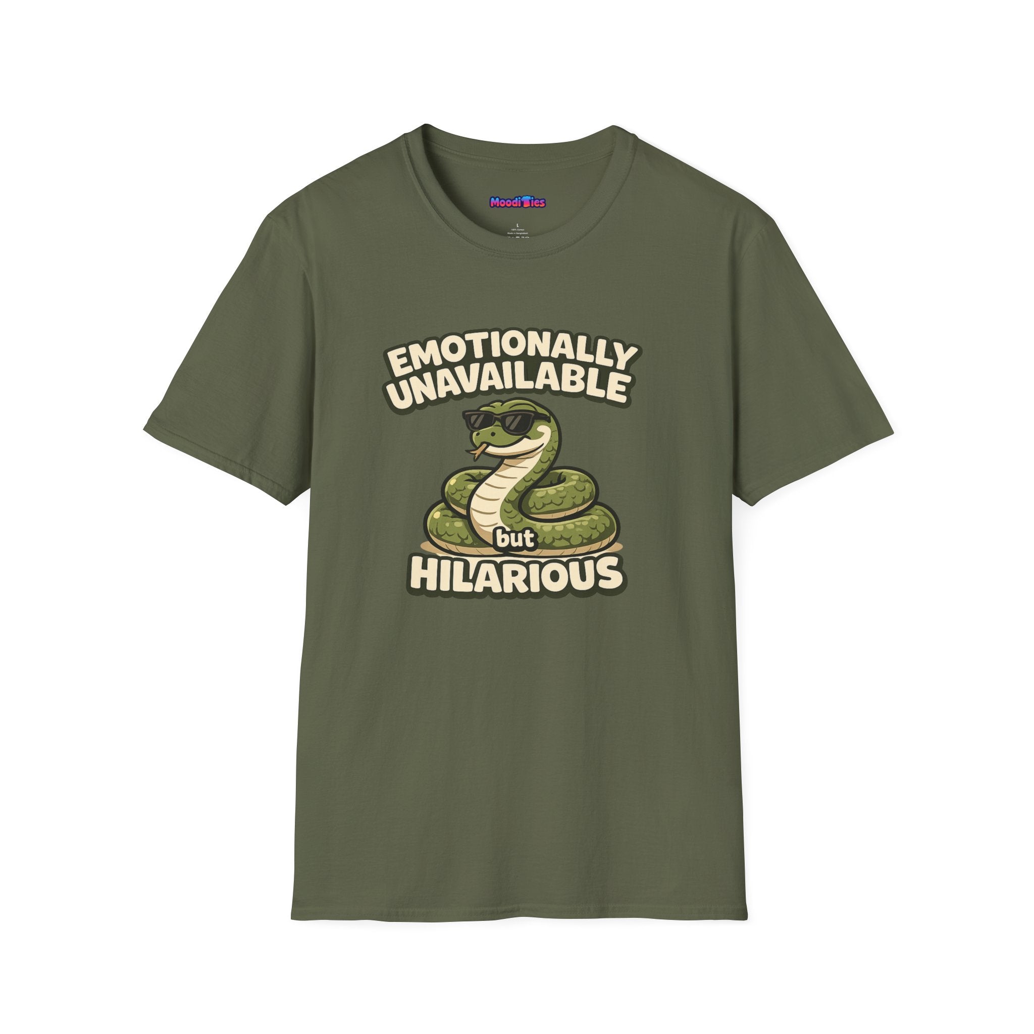 "Emotionally Unavailable But Hilarious" Snake T-Shirt